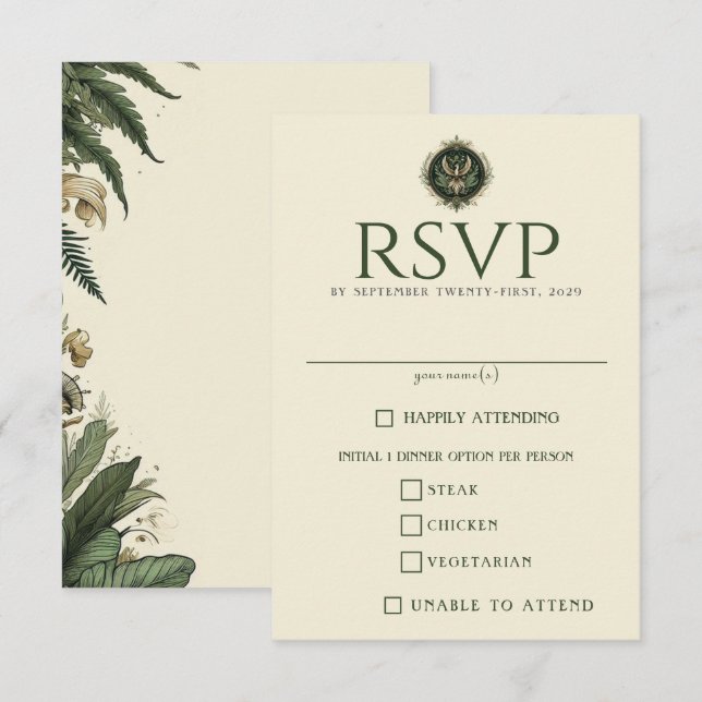 Vintage Enchanted Forest Food Choices RSVP Card (Front/Back)