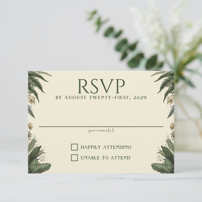 Vintage Enchanted Forest RSVP Card (Standing Front)