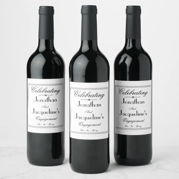 Vintage Engagement Party Chic Custom Wine Label | Zazzle