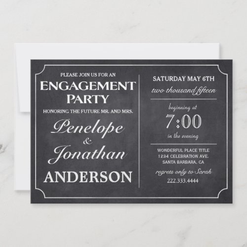 Vintage Engagement Party Invitations Chalkboard