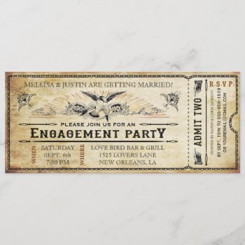 Vintage Engagement Party Ticket Invitation by MetricMod at Zazzle