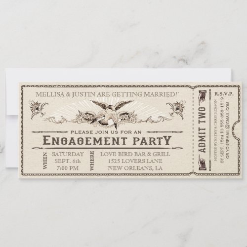 Vintage Engagement Party Ticket Invitation II