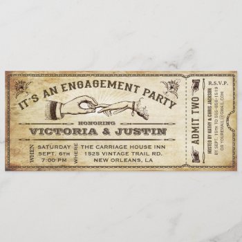 Vintage Engagement Party Ticket Invitation Iii by MetricMod at Zazzle