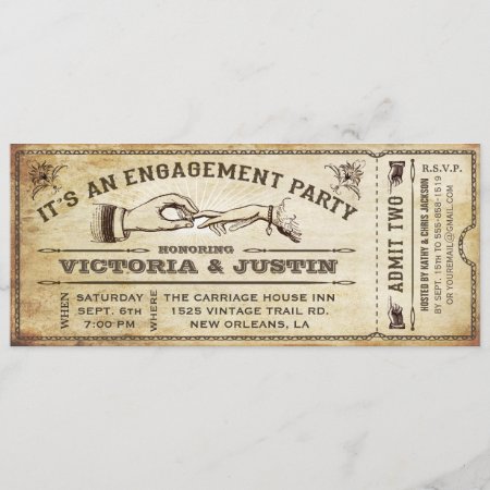 Vintage Engagement Party Ticket Invitation Iii