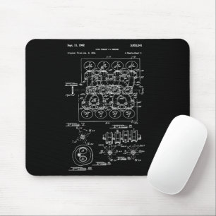 Vintage Engine Block Blueprint Diagram – Men's Car Mouse Pad