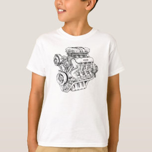 Vintage Engine Block Blueprint Diagram – Men's Car T-Shirt