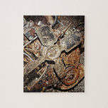 Vintage Engine Jigsaw Puzzle<br><div class="desc">Vintage style photograph of an old engine. Personalize with your text.</div>
