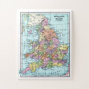 Vintage England and Wales Map Jigsaw Puzzle