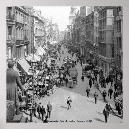 Vintage England Cheapside London c1895 Poster