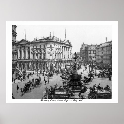 Vintage England Piccadilly Circus London Poster