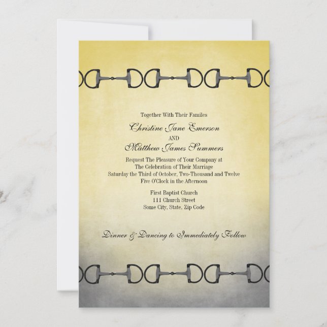 Vintage English Bit Equestrian Wedding Invitations (Front)