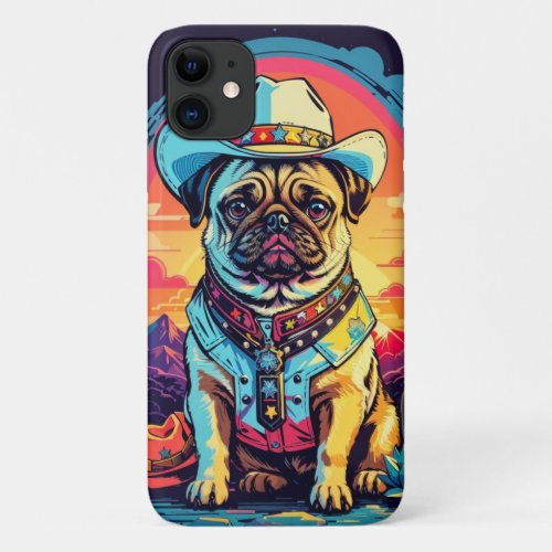 Vintage English Bulldog Cowboy Funny Western Dog iPhone 11 Case
