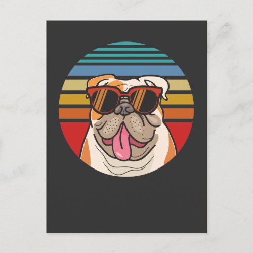 Vintage English Bulldog Funny Sunglasses Pet Postcard