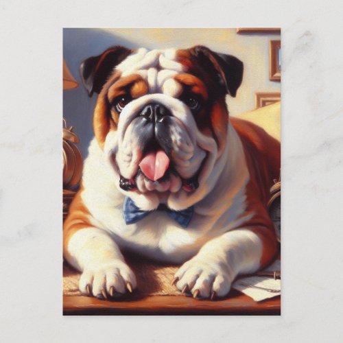 Vintage English Bulldog Illustration Postcard