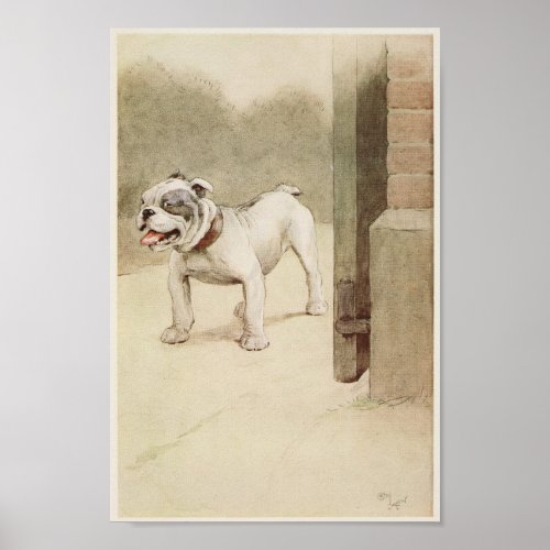 Vintage English Bulldog Illustration Poster