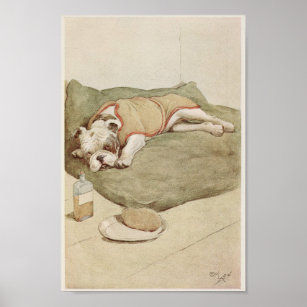 Vintage English Bulldog Illustration Poster