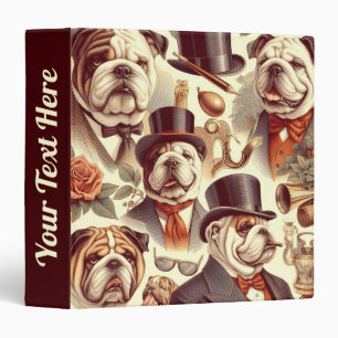 Vintage English Bulldog Seamless Illustration 3 Ring Binder