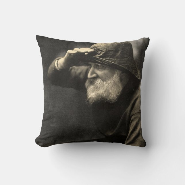 Vintage English Fisherman Nautical Antique Beard Throw Pillow (Front)