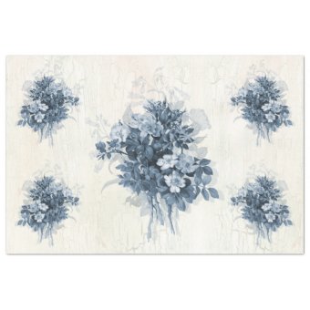 Vintage English Floral Blue and White Decoupage Tissue Paper | Zazzle