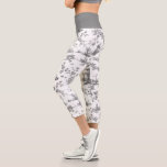 Vintage English Floral Toile de Jouy-Blue Capri Le Leggings<br><div class="desc">Beautiful seamless toile de jouy pattern adapted from an English copperplate engraved design by John Munns ca 1770s featuring classical ruins,  seaport,  shepherd and floral garlands. Grey on white background.</div>