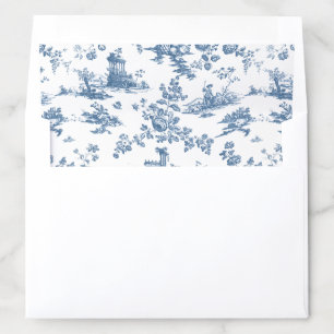 Vintage English Floral Toile de Jouy-Blue Envelope Liner