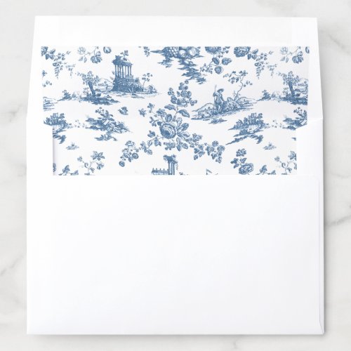 Vintage English Floral Toile de Jouy_Blue Envelope Liner