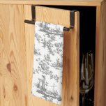 Vintage English Floral Toile de Jouy-Blue Kitchen  Kitchen Towel<br><div class="desc">Beautiful seamless toile de jouy pattern adapted from an English copperplate engraved design by John Munns ca 1770s featuring classical ruins,  seaport,  shepherd and floral garlands. Grey on white background.</div>