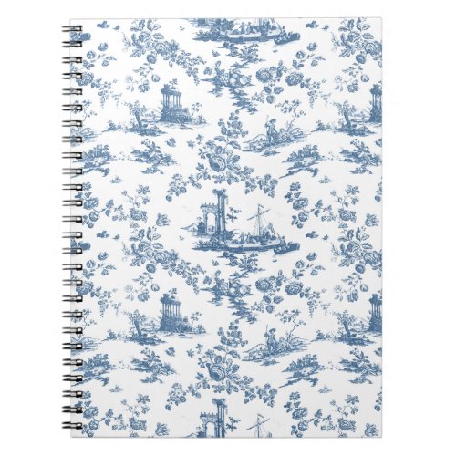 Vintage English Floral Toile de Jouy_Blue Notebook