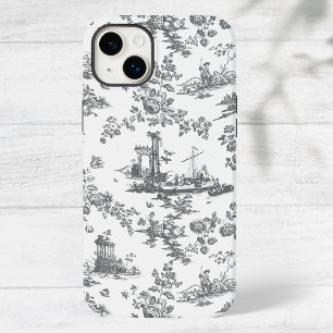 Vintage English Floral Toile de Jouy-Grey Case-Mate iPhone 14 Plus Case