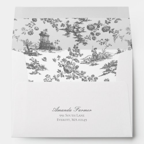 Vintage English Floral Toile de Jouy_Grey Envelope