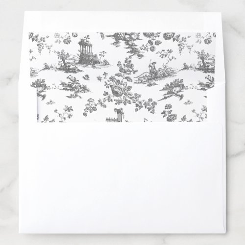 Vintage English Floral Toile de Jouy_Grey Envelope Liner