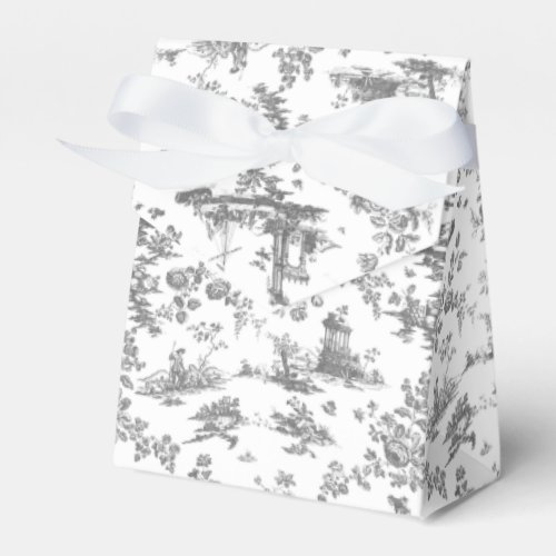 Vintage English Floral Toile de Jouy_Grey Favor Boxes