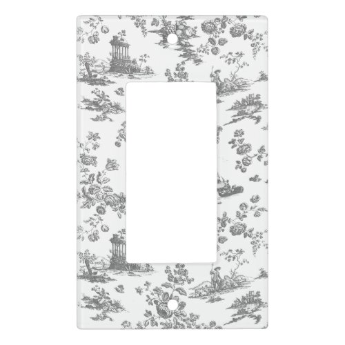 Vintage English Floral Toile de Jouy_Grey Light Switch Cover