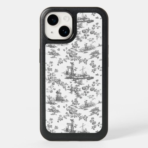 Vintage English Floral Toile de Jouy_Grey OtterBox iPhone 14 Case