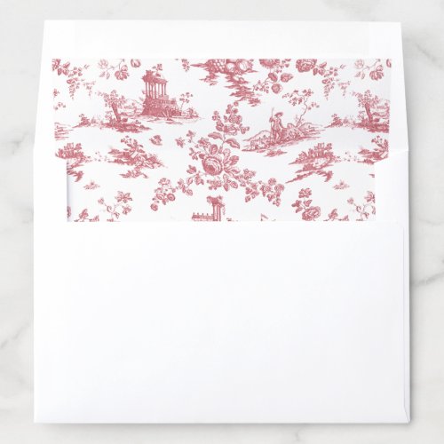 Vintage English Floral Toile de Jouy_Pink Envelope Liner
