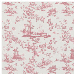 Vintage English Floral Toile de Jouy-Pink Fabric