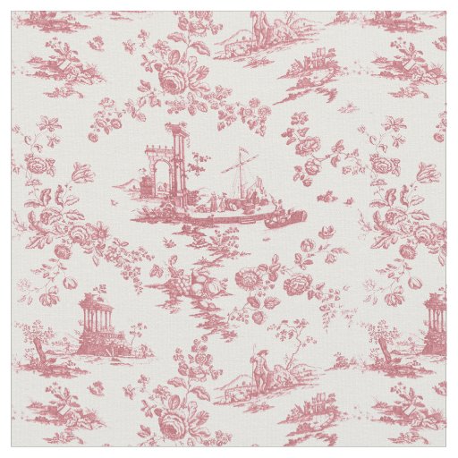 Vintage English Floral Toile de Jouy-Pink Fabric