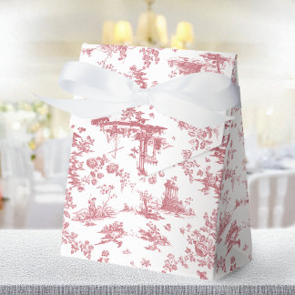 Vintage English Floral Toile de Jouy-Pink Favor Boxes