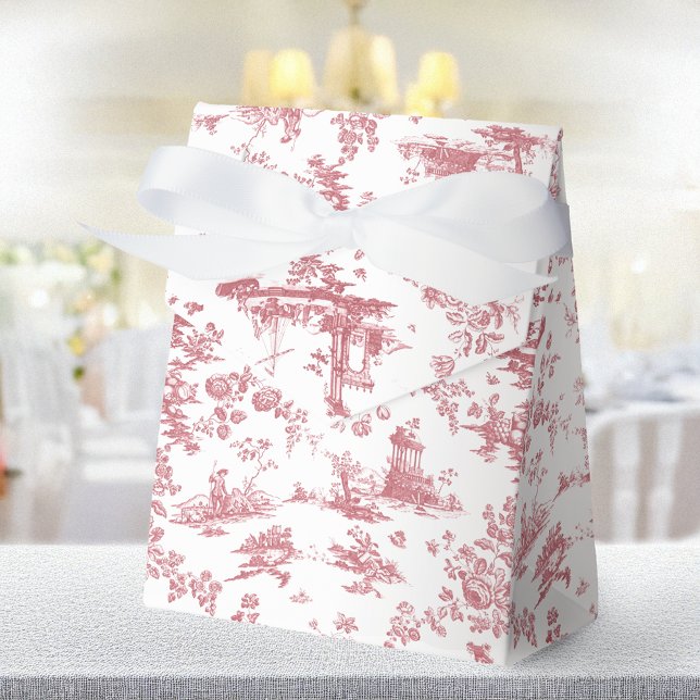 Vintage English Floral Toile de Jouy-Pink Favor Boxes (Creator Uploaded)