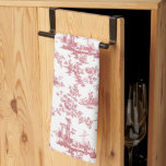 Vintage English Floral Toile de Jouy-Pink Kitchen Towel<br><div class="desc">Beautiful seamless toile de jouy pattern adapted from an English copperplate engraved design by John Munns ca 1770s featuring classical ruins,  seaport,  shepherd and floral garlands. Pink on white background.</div>
