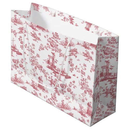 Vintage English Floral Toile de Jouy_Pink Large Gift Bag