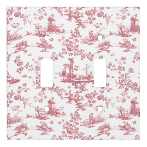 Vintage English Floral Toile de Jouy_Pink Light Switch Cover