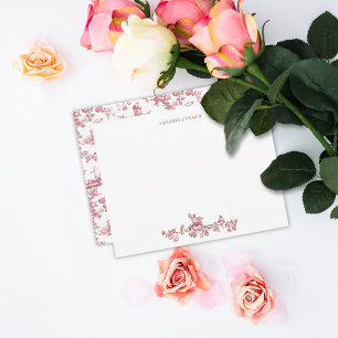 Vintage English Floral Toile de Jouy-Pink Note Card