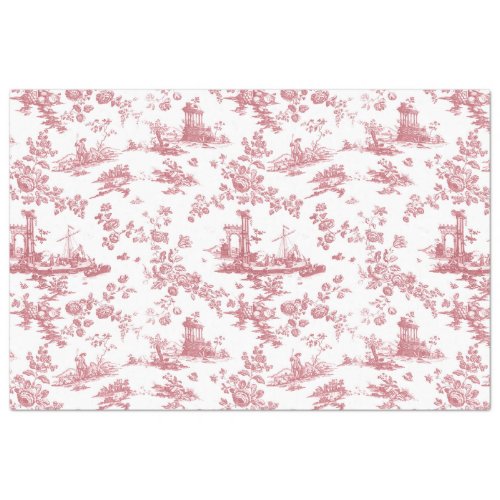 Vintage English Floral Toile de Jouy_Pink Tissue Paper