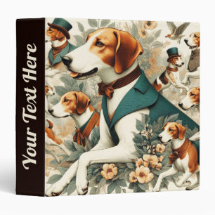 Vintage English Foxhound Seamless Illustration 3 Ring Binder