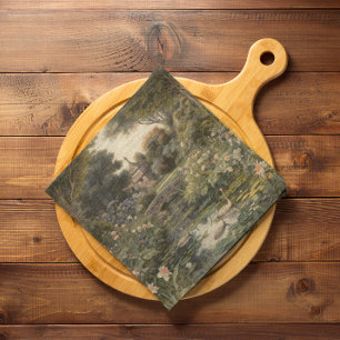 Vintage English Garden Swan Botanical Heritage Cloth Napkin