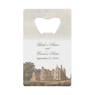 Vintage English Manor Chateau Villa Wedding Favor Credit Card Bottle Opener