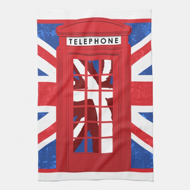 Vintage English Phone Booth Towel (Vertical)
