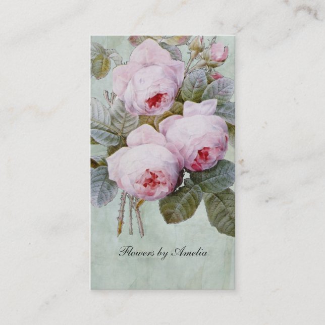 Vintage English Rose Garden Botanical Custom Business Card (Front)