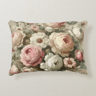 Vintage English Rose Garden Cottagecore Decor   Accent Pillow